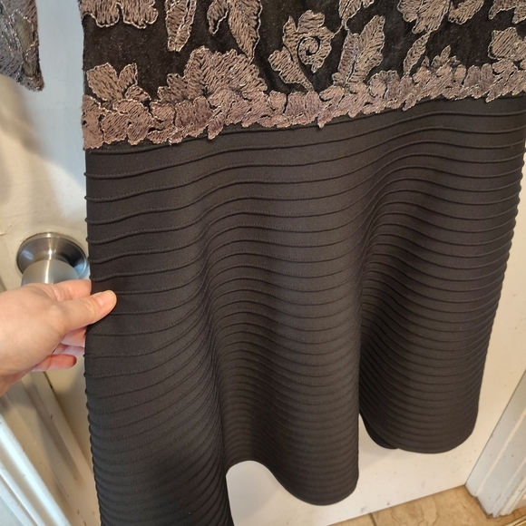 Tadashi Shoji Black and Gold Lace Midi Dress - Picture 4 of 8
